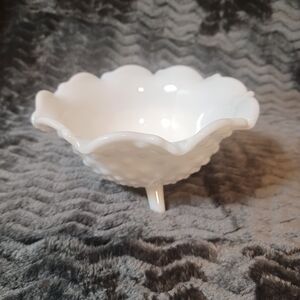 Vintage 1950s Hobnail Milk Glass Bowl